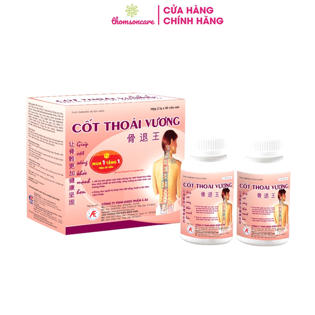 Viên uống hỗ trợ giảm đau xương khớp Cốt Thoái Vương hộp 2 lọ 90 viên tặng hộp 30 viên hỗ trợ người gai cột sống