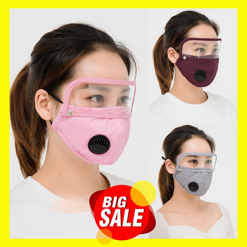 Khẩu trang CHỐNG BỤI MỊN PM2.5 - Màng lọc 5 lớp - Có van thở - Kính bảo vệ mắt có thể tháo rời - Sử dụng nhiều lần