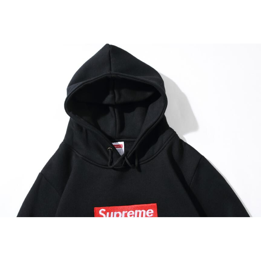 Áo Hoodie Vải Cotton Thêu Chữ Supreme Thời Trang Cho Nam Nữ