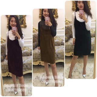 Set váy yếm nhung