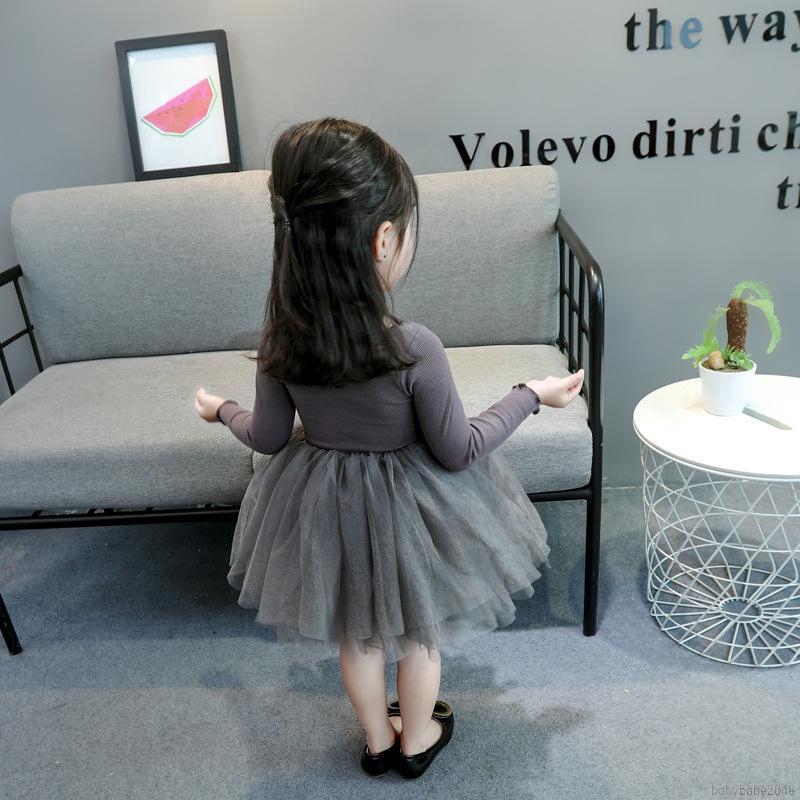 Đầm bé gái tay dài phối lưới họa tiết ngôi sao