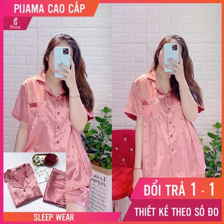 - set pijama lụa tim gấm hồng cao cấp - n401