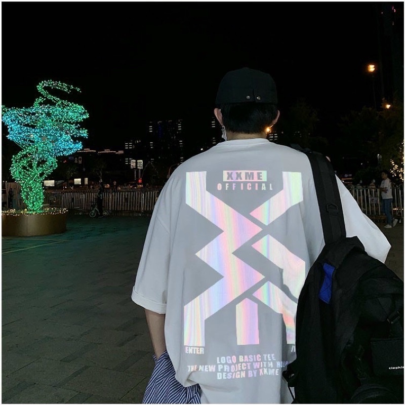 áo thun phản quang 7 màu unnisex 2 màu trắng đen chất catton dáng xuông streetwear