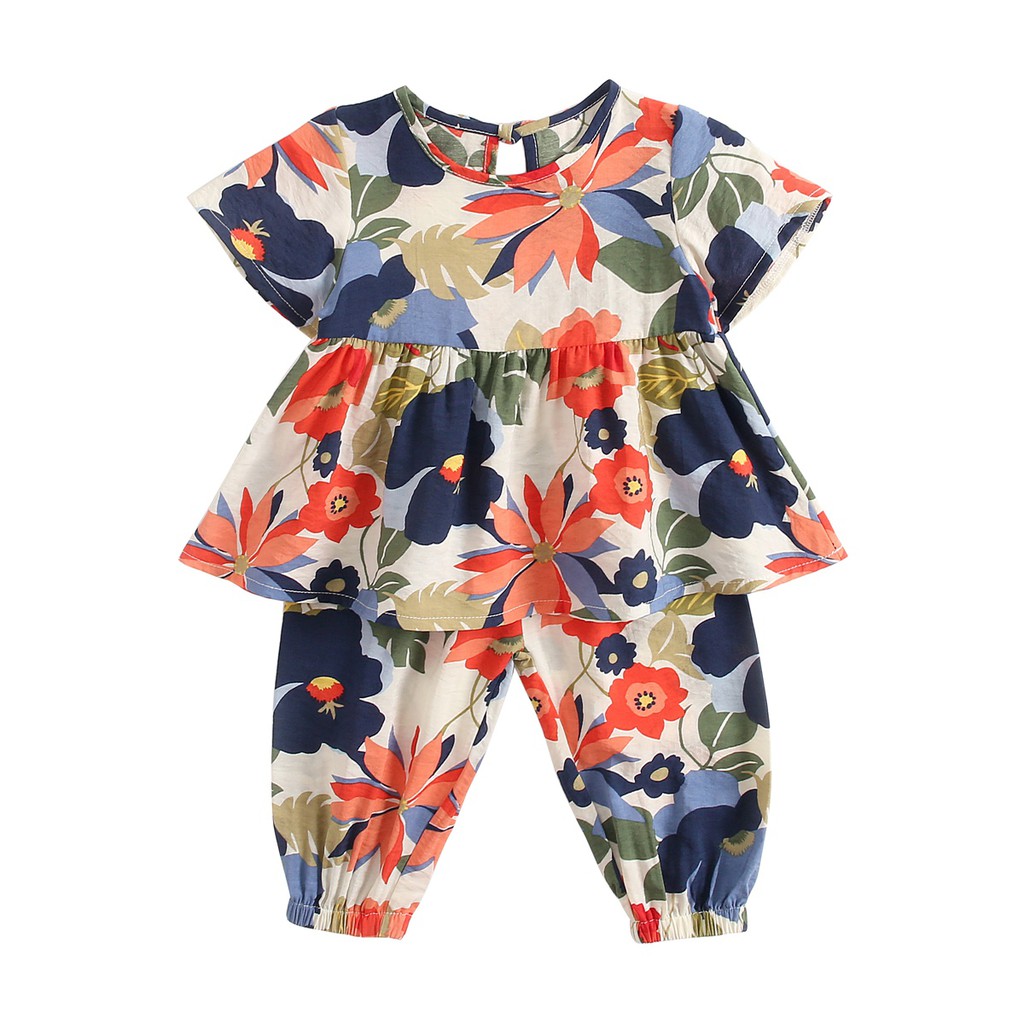 Set Trang Phục Sanlutoz Vải Cotton Họa Tiết Hoa Thời Trang Bé Gái