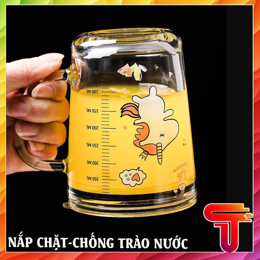 [Freeship extra] CỐC PHA SỮA THUỶ TINH CHIA VẠCH 450ml SIÊU TIỆN LỢI CÓ NẮP VÀ ỐNG HÚT CHO BÉ - T3A3