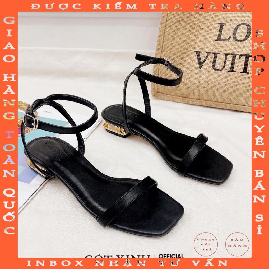 Giày sandal nữ GÓT XINH SD2 da mềm trụ vuông đế cao 3cm - thainguyenshop