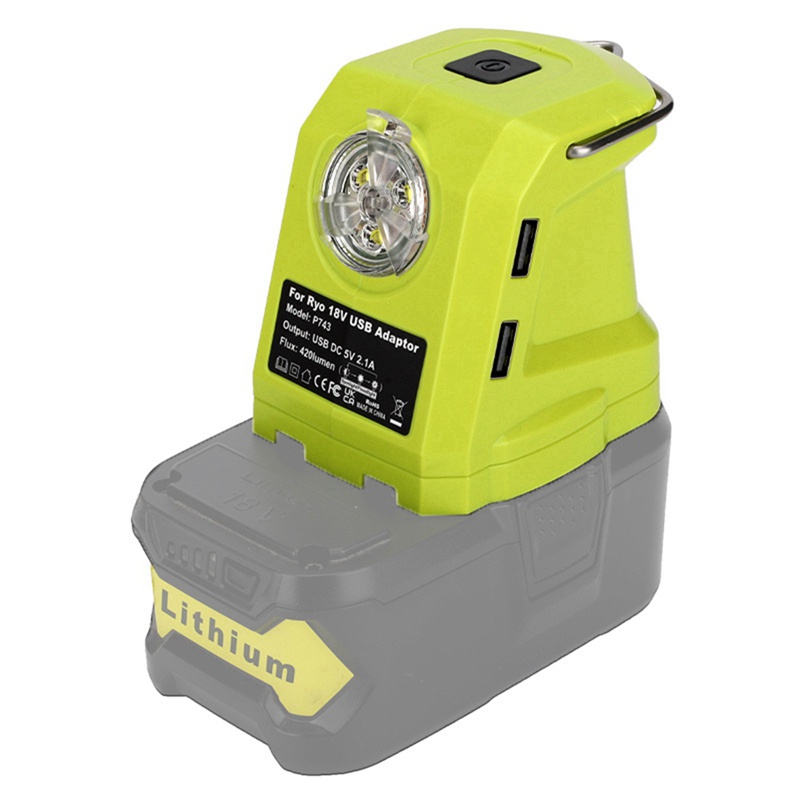 Bộ Chuyển Đổi Nguồn Điện Đèn LED Ryobi 14.4V-18V Li-Ion Hai Cổng USB