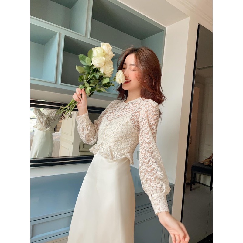 Set váy áo daisy dress thêu hoa nhí