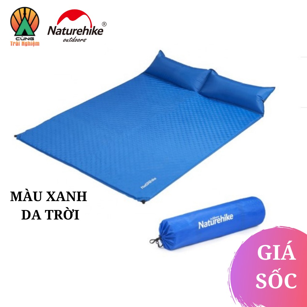 [CHÍNH HÃNG]Đệm Hơi Đôi Du Lịch, Văn Phòng Kèm Gối BƠM HƠI TỰ ĐỘNG Chống Ẩm, Gấp Gọn, Dễ Di Chuyển Naturehike NH18Q010-D