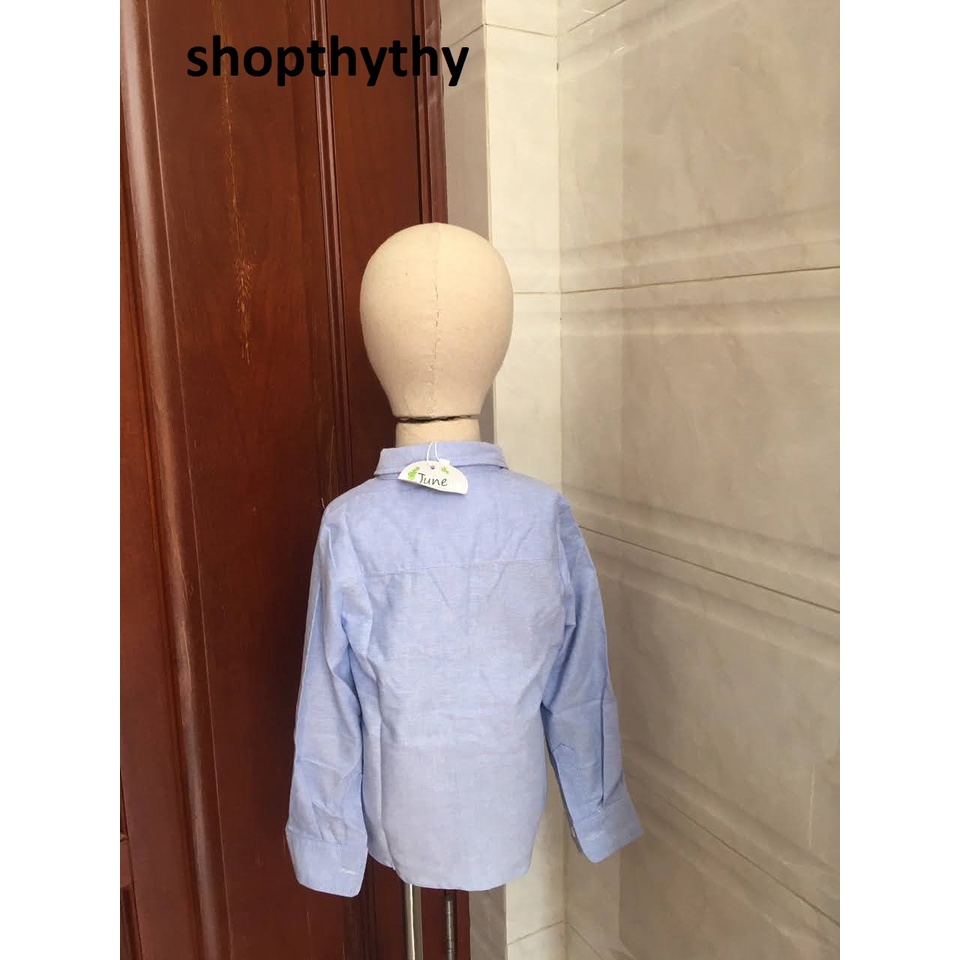 Áo sơ mi chất thô màu xanh dành cho bé trai 6 - 22 kg