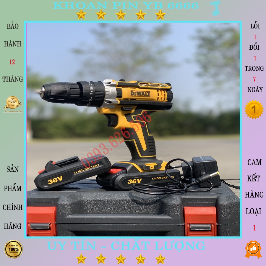 Máy khoan pin Dewalt 36V, khoan tường khoan bê tông,khoan sắt,băn vít 3 chức năng lõi đồng dễ dàng sử dụng cho công việc