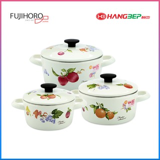 Bộ 3 nồi tráng men Nhật Bãn Fujohoro FRV-3 - Bảo hành 2 năm