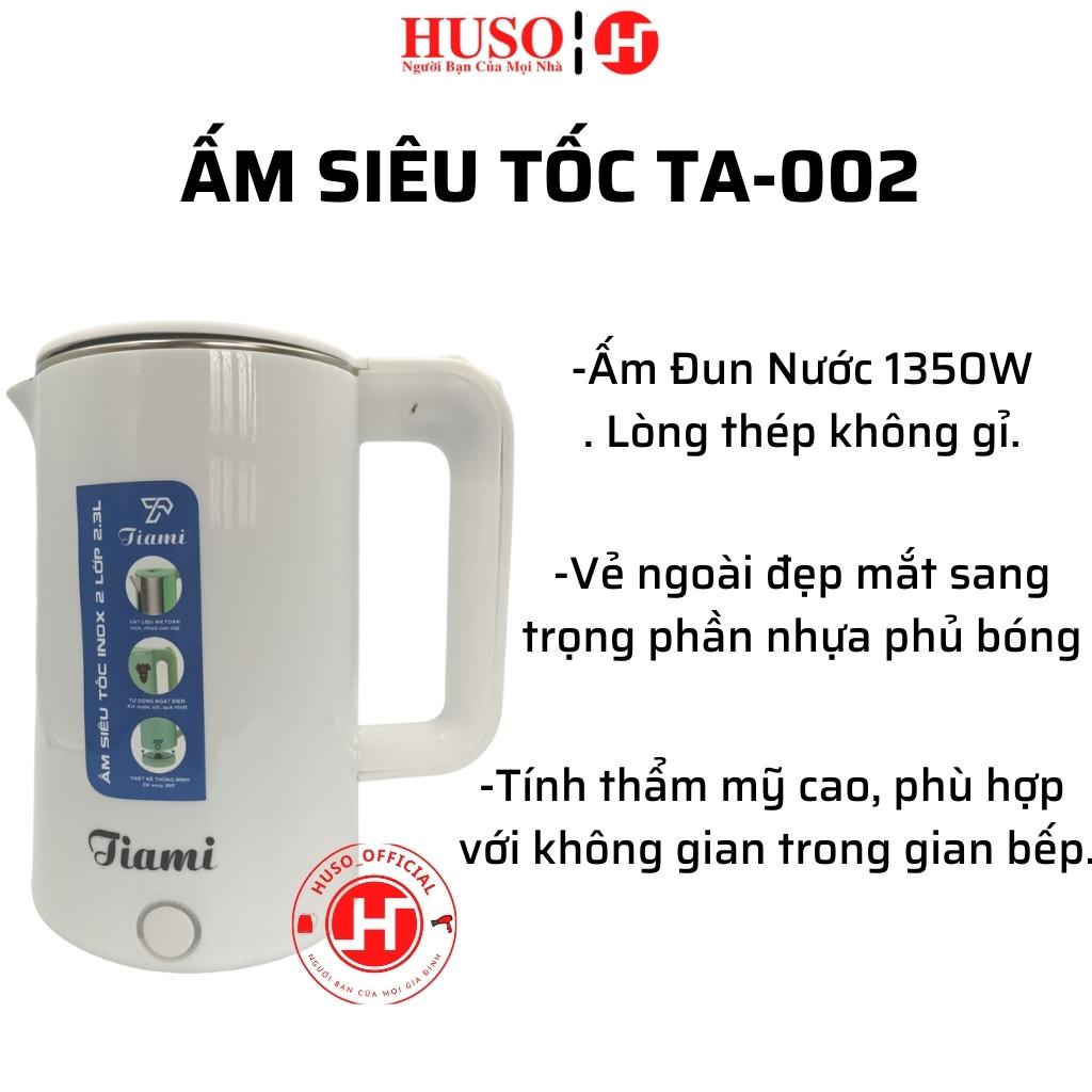 Ấm siêu tốc 2 lớp  Inox TA-002 (2.0L) - Ấm Đun Nước 1500W Đun Sôi Nhanh Vỏ nhựa PP an toàn. Lòng thép không gỉ.