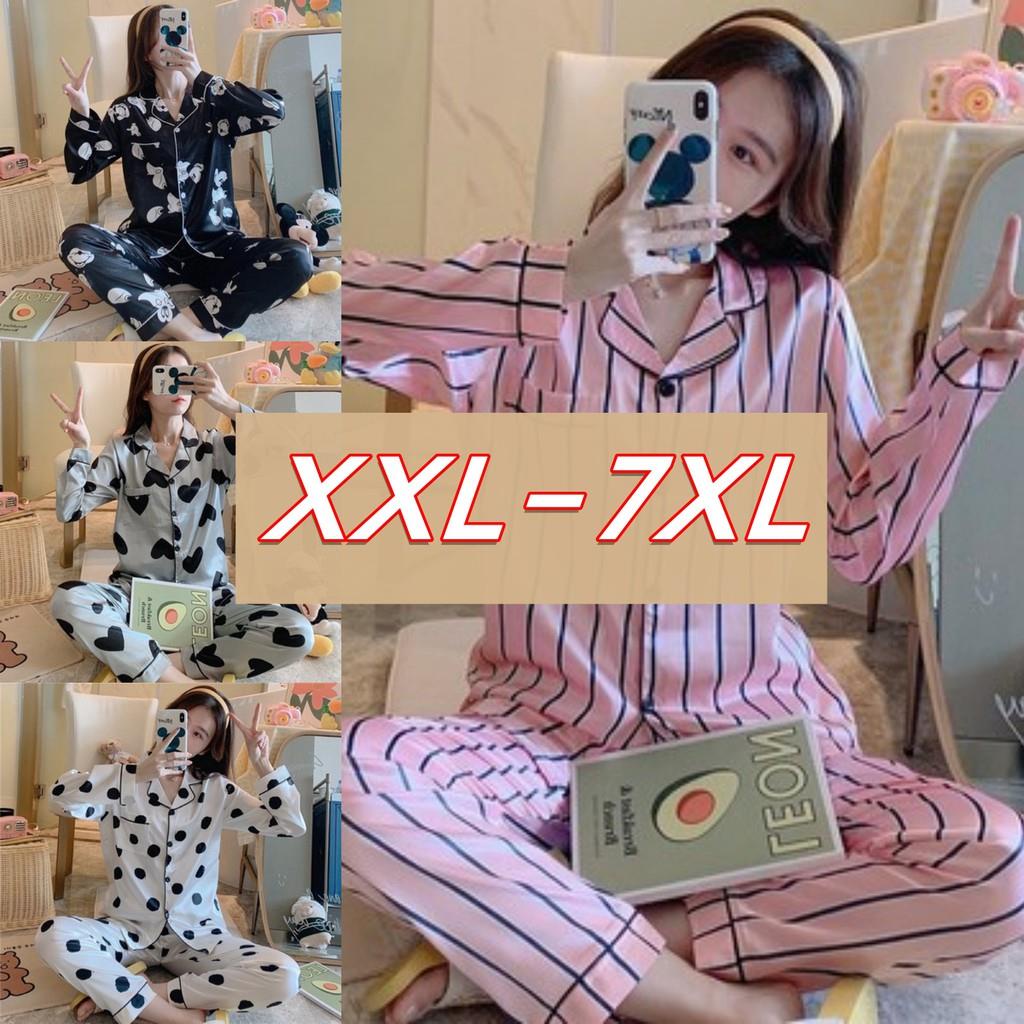 Bộ đồ ngủ pijama tay dài Plus Size XXL-7XL Pyjamas 150kg