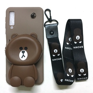 Ốp lưng dẻo hình samsung a7 2018 / a750 thú túi có kèm dây đeo
