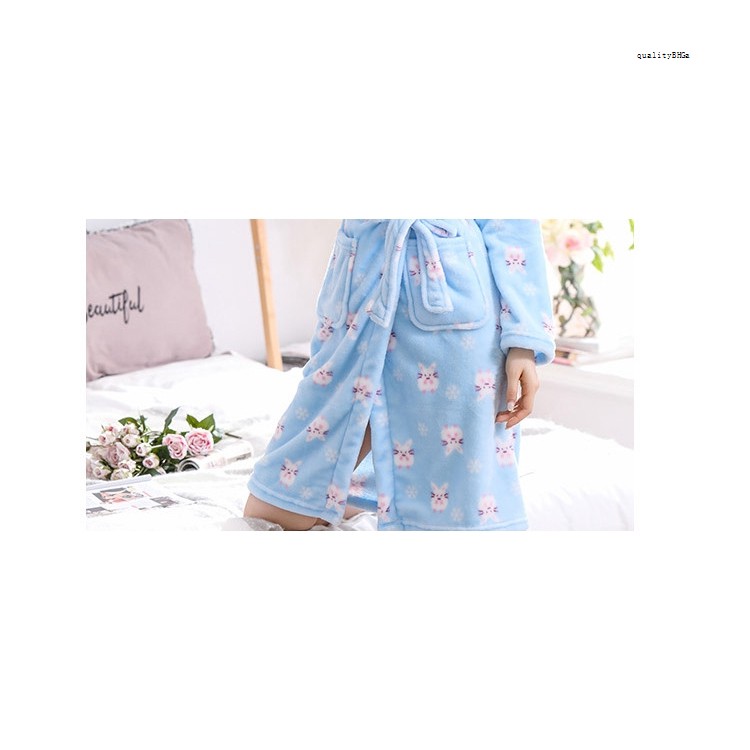 Áo choàng tắm tay dài vải lông cừu kiểu thể thao thời trang thu đông cho nữ | BigBuy360 - bigbuy360.vn