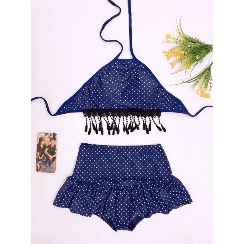 Bikini 2 mảnh_Đồ bơi nữ áo yếm sexy quần giả váy
