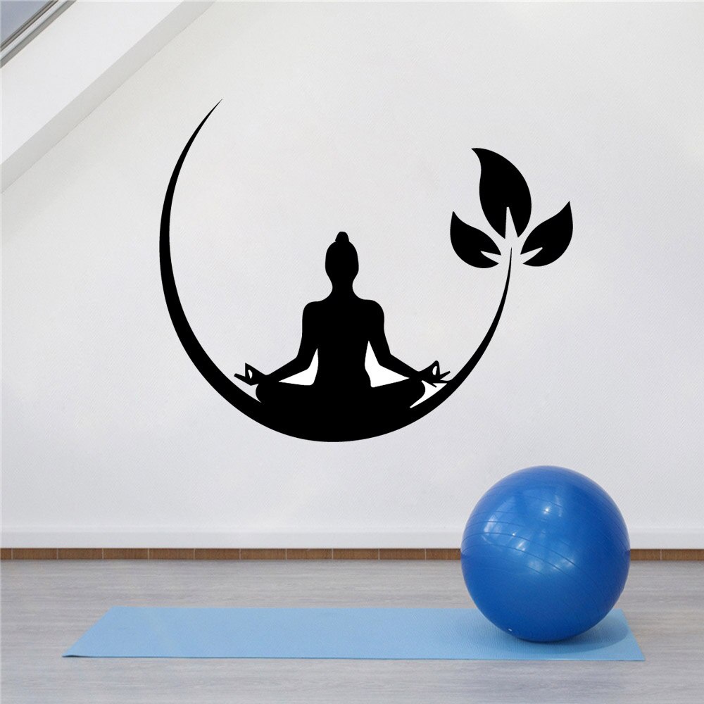 Nhãn dán tường vinyl họa tiết thiền phong cách Phật Giáo có thể tháo rời để tập yoga trang trí nội thất phòng ngủ