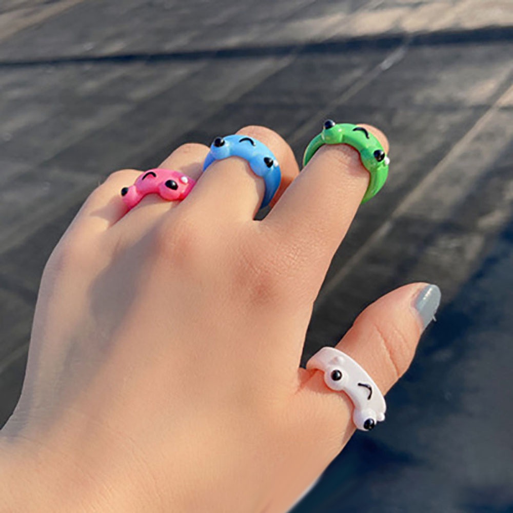 Nhẫn Nhựa Resin Bản Rộng Hai Mặt Họa Tiết Chú Ếch Thời Trang