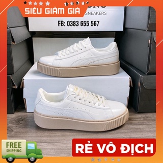 Giày Puma đế nâu da bóng tăng chiều cao êm chân dễ phối đồ giày thể thao Puma đế nâu giày sneaker nữ