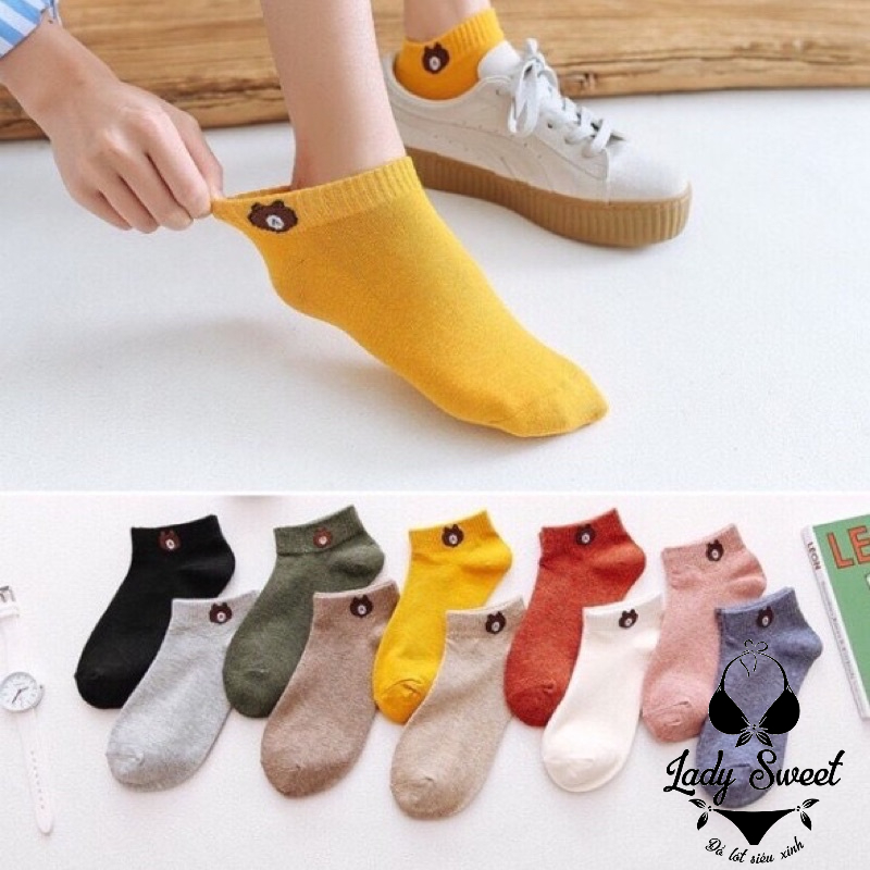 10 Đôi Tất Nữ, Vớ Nữ Hình Gấu Brown Kèm Túi Đựng Siêu Xinh ( 10 ĐÔI TẤT GẤU )