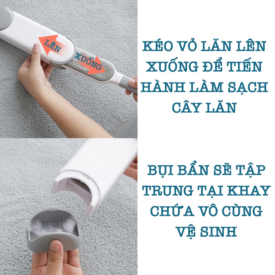 Cây Lăn Bụi Có Tay Cầm, Cây Lăn Bụi Tĩnh Điện Làm Sạch Bụi Bẩn Dùng Vĩnh Viễn K006