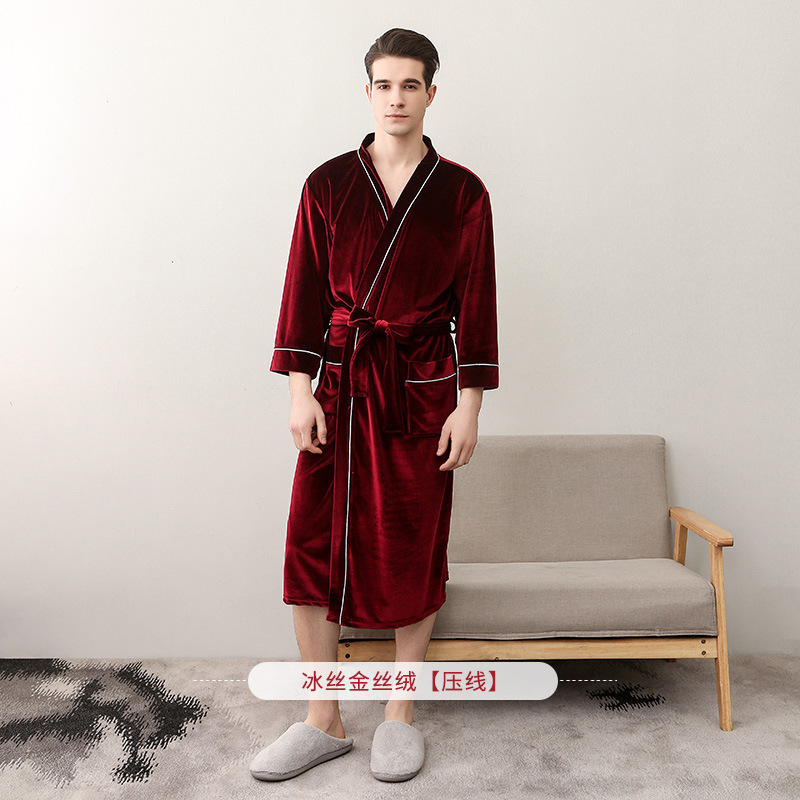 áo nữ đồ bộ pyjama Pijama Áo Choàng Ngủ Vải Phi Bóng Sang Trọng Cho Cặp Đôi Áo choàng tắm Đồ ngủ đôi đồ mặc nhà thu đông lụa cặp đôi cao cấp nam