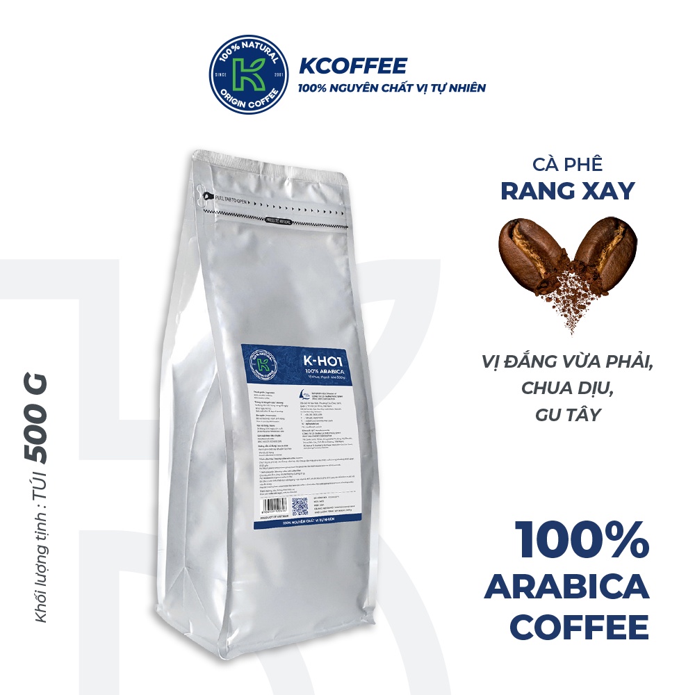 Cà phê Arabica nguyên chất xuất khẩu KHO1 500g thương hiệu KCOFFEE