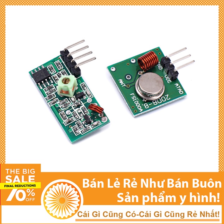 Bộ Module Thu Phát RF 433MHz (Chưa Mã Hóa)
