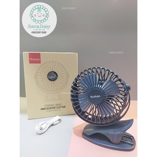 Quạt Kẹp YOOBAO F04 Xoay góc 360 độ, Quạt kẹp Xe đẩy, để bàn Pin sạc 6400mAh