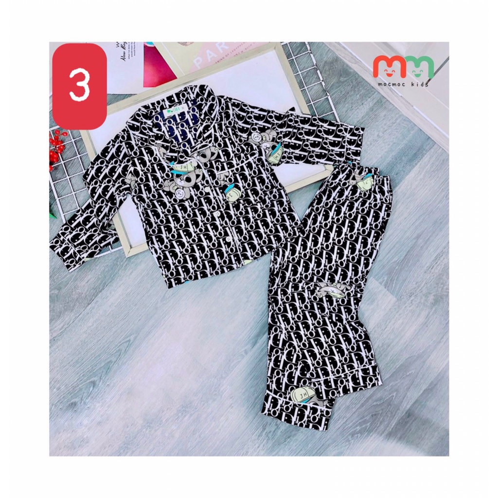 Bộ pijama dài tay bé trai, đồ ngủ mặc nhà lụa mango NHẬP cao cấp nhẹ mềm mịn thoải mái cho bé 25kg đến 39kg