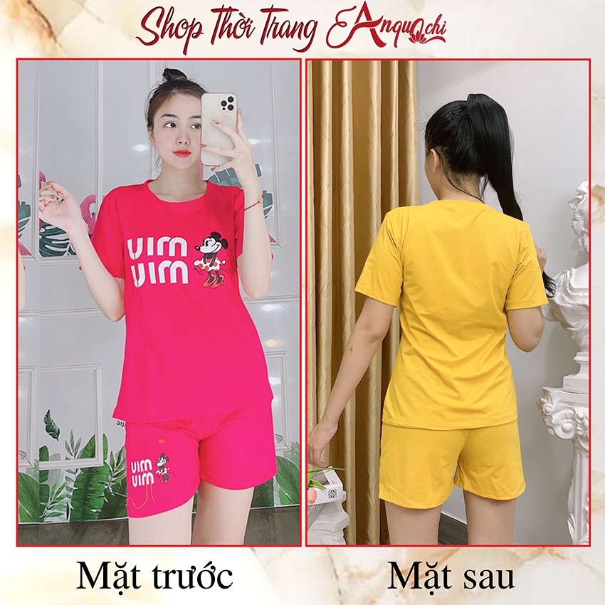 Đồ Bộ Nữ Mặc Nhà Anquachi Đẹp Thun Cotton Nữ Mặc Ngủ Ở Nhà Dễ Thương Quần Đùi Cute S040