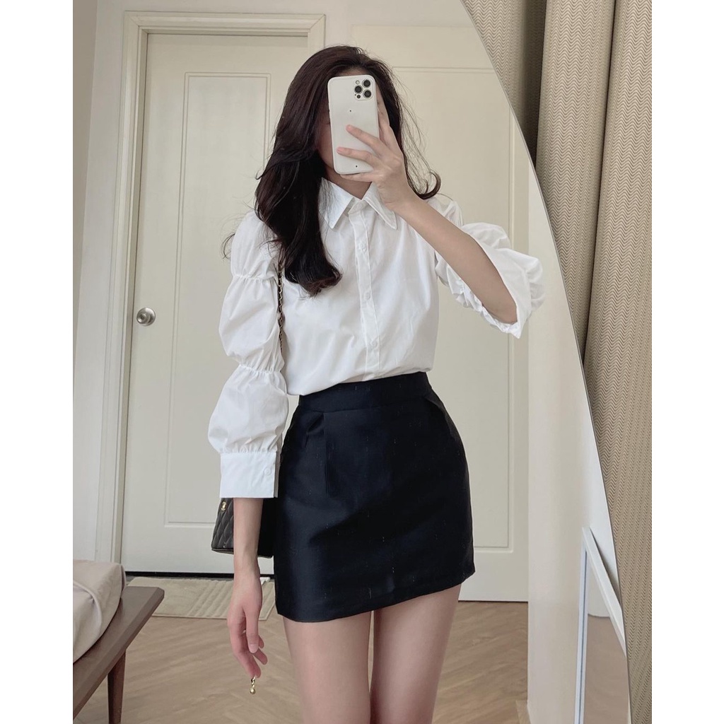 [SẴN/VIDEO] ÁO SƠ MI XIAOZING TAY BO CÁCH ĐIỆU ÁO TRẮNG SANG CHẢNH KHÔNG NHĂN