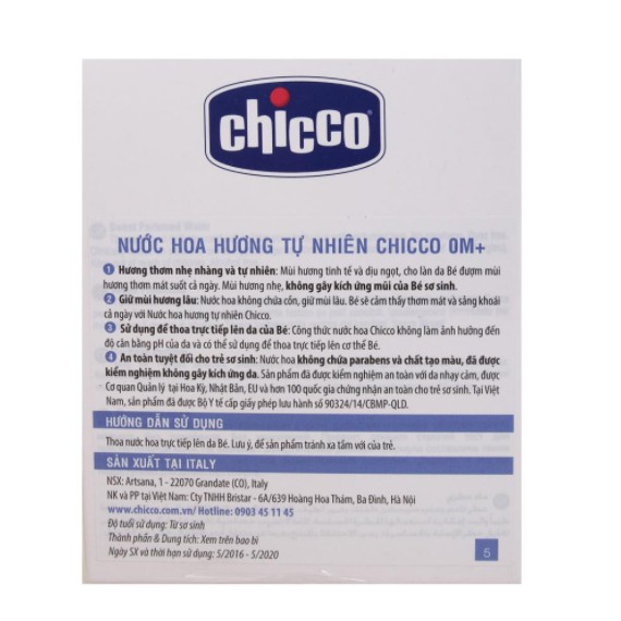 Nước hoa hương tự nhiên 0M+ Chicco