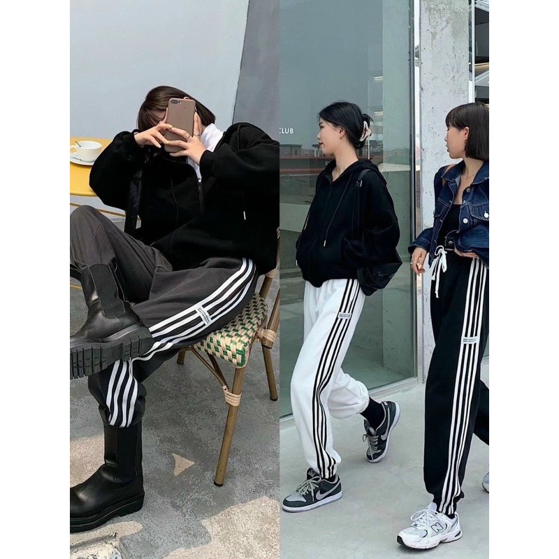 Free Ship - Quần Jogger Nữ 3 Sọc Thể Thao Bo Chân Chất Da Cá | WebRaoVat - webraovat.net.vn