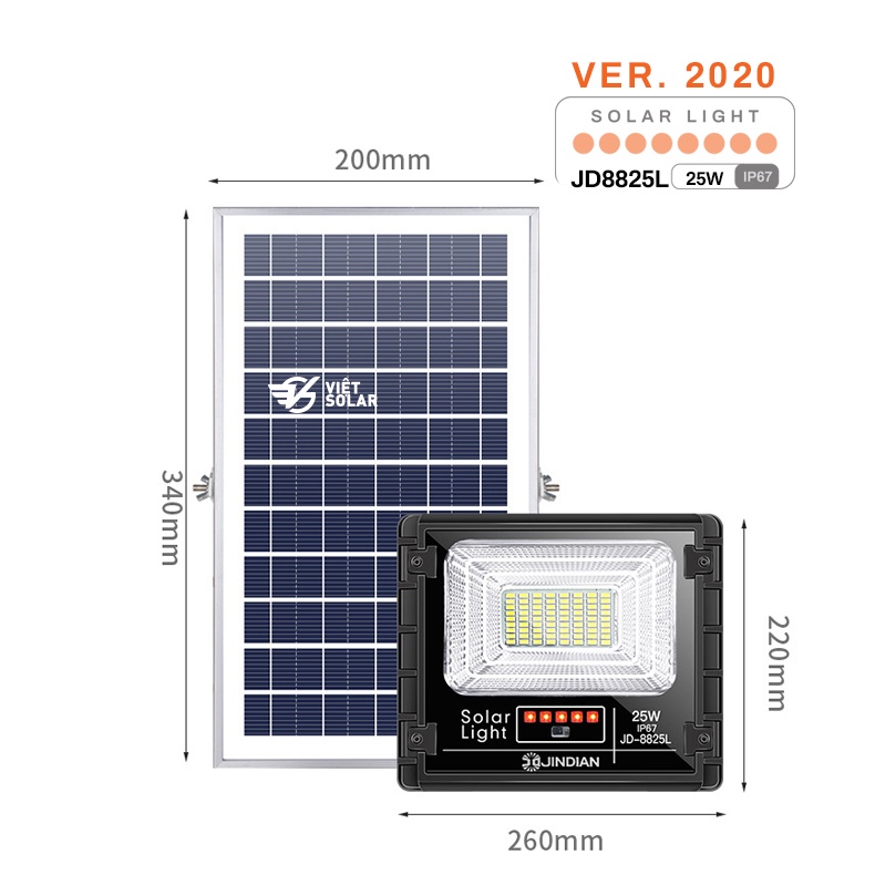 ĐÈN LED NĂNG LƯỢNG MẶT TRỜI SOLAR LIGHT 25W JD8825L