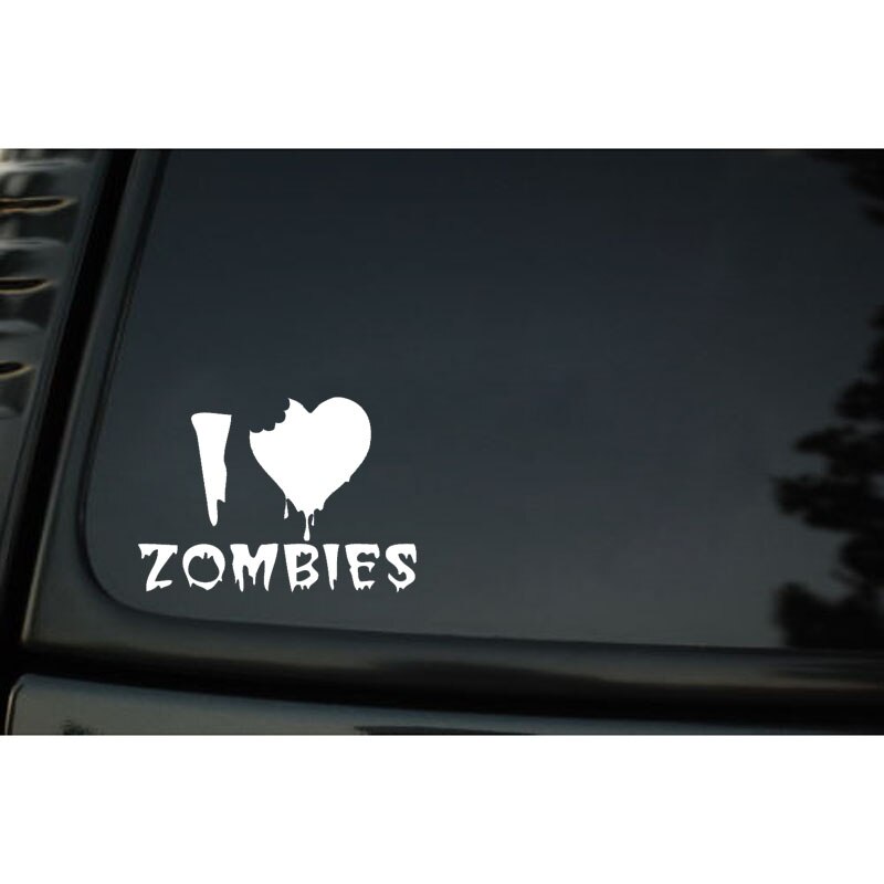 Decal dán trang trí xe hơi hoạ tiết I HEART ZOMBIES bằng chất liệu vinyl kích thước 14.2CM*10CM