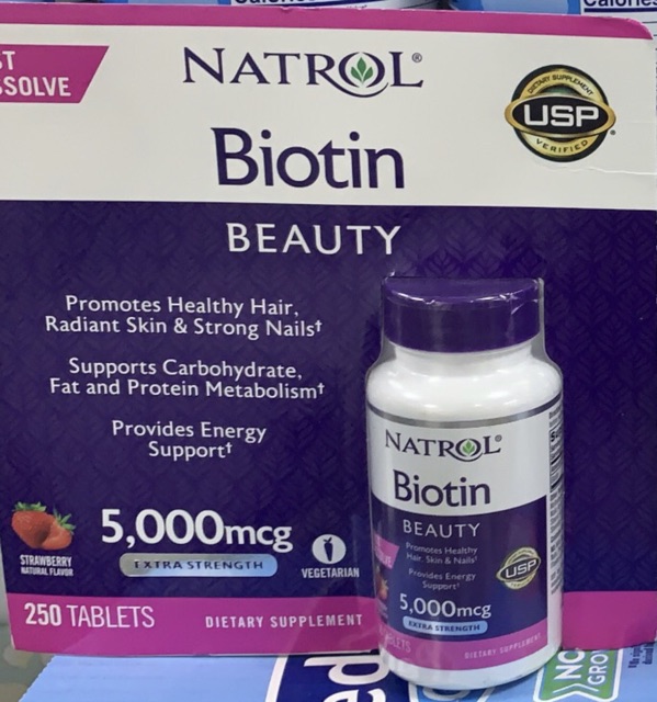 Hàng Mỹ - Viên Nhai Đẹp Da, Tóc và Móng Natrol Biotin Beauty 5000mcg & 10000mcg