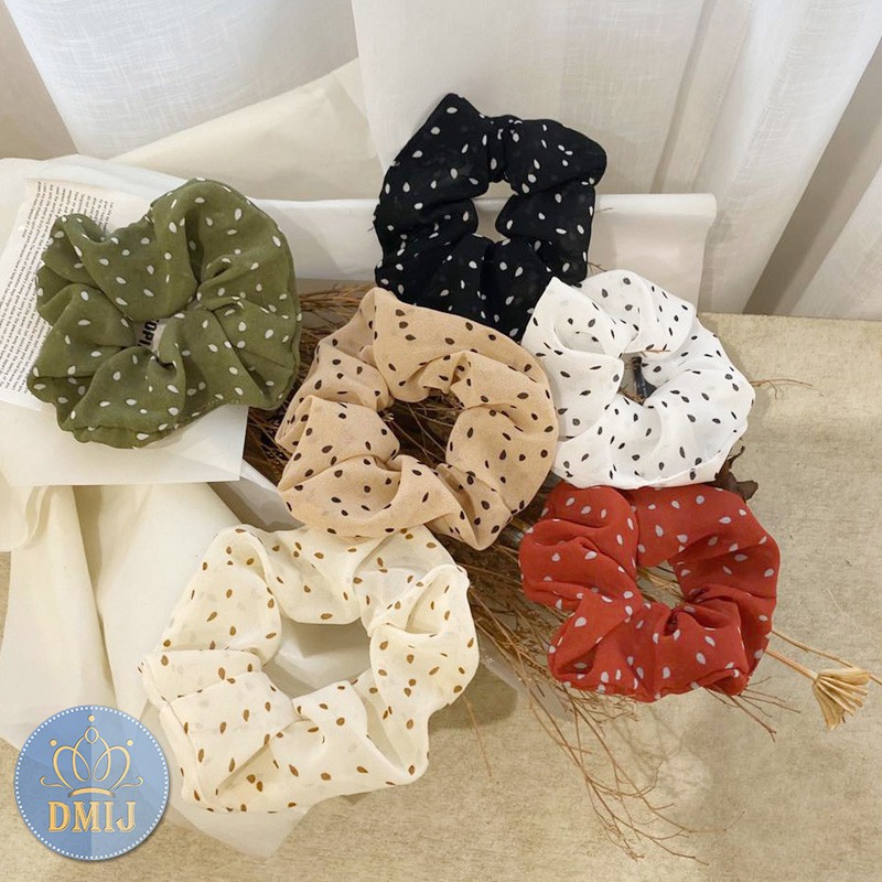 [Mã FAMARAL2 giảm 10K đơn 50K]Cột Tóc Vải Scrunchies Họa Tiết Giọt Nước Nhỏ Nhiều Mẫu Đáng Yêu