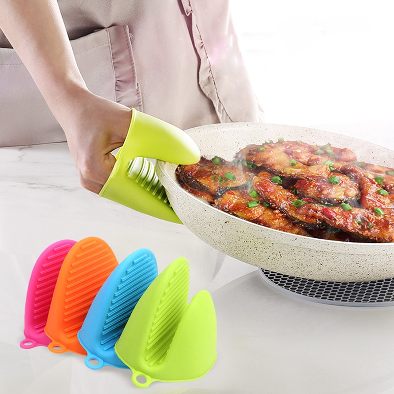 [Random Color ] 1Pcs Heat Resistant Anti Boiling Non-slip Silicone Kitchen Gloves/ Kitchen Pot Bowl Clip