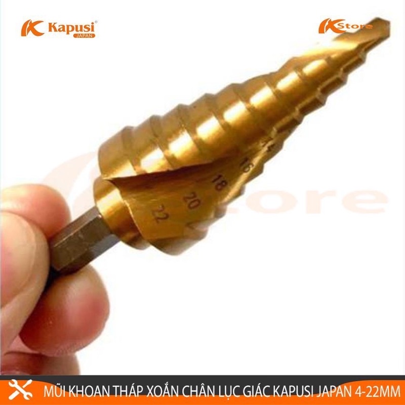 Mũi khoan tháp 4-22 kapusi Japan chuôi lục giác