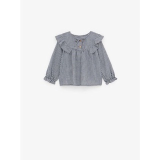 [Zara chính hãng]Áo dài tay babydoll kẻ caro cho bé gái