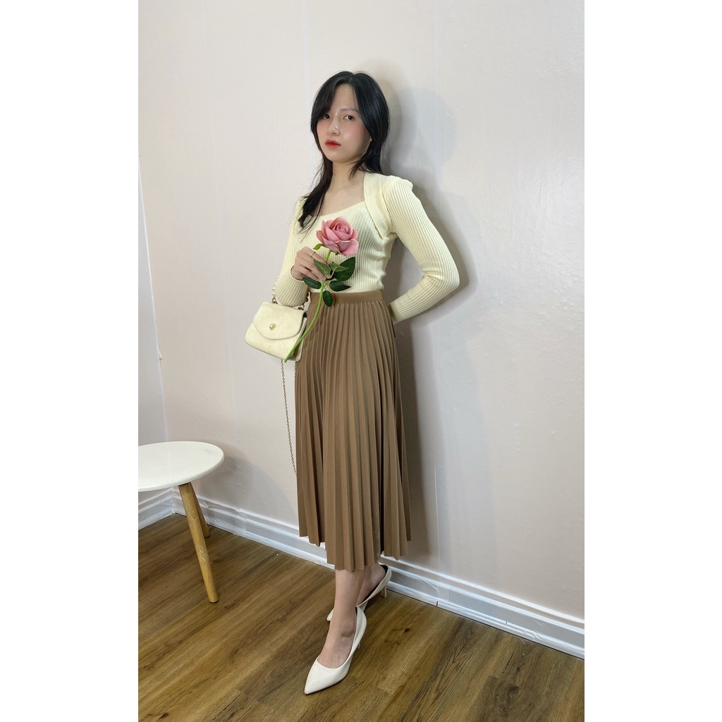 Áo len tăm nhỏ cổ vuông vạt ngoài nữ công sở mềm mịn co giãn màu dễ phối đồ hàng Quảng Châu loại 1 cực xinh mosohali