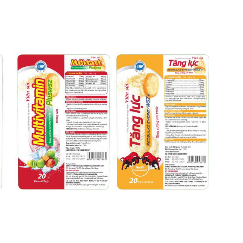 sủi tăng lực (20 viên, viên 4g) | Thế Giới Skin Care