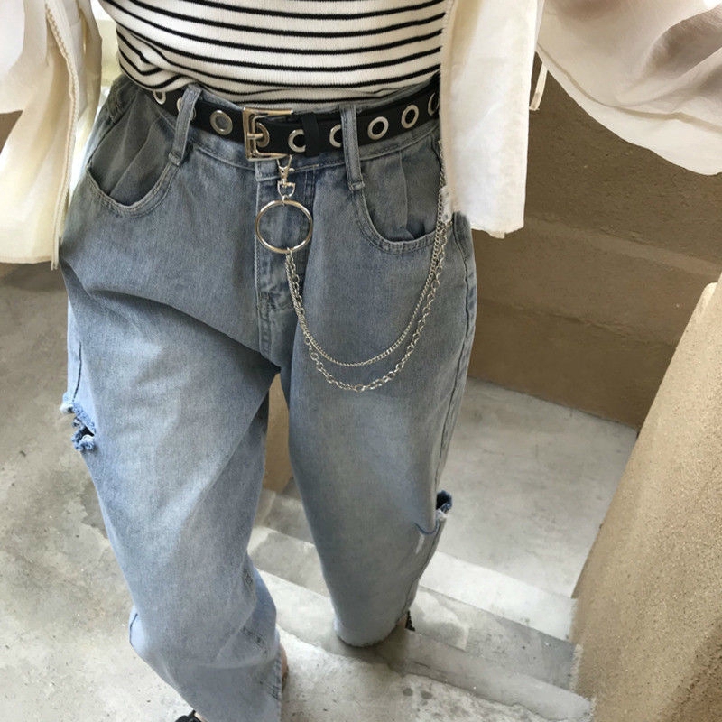 Thắt Lưng Đơn Giản Phối Dây Xích Phong Cách Retro Harajuku
