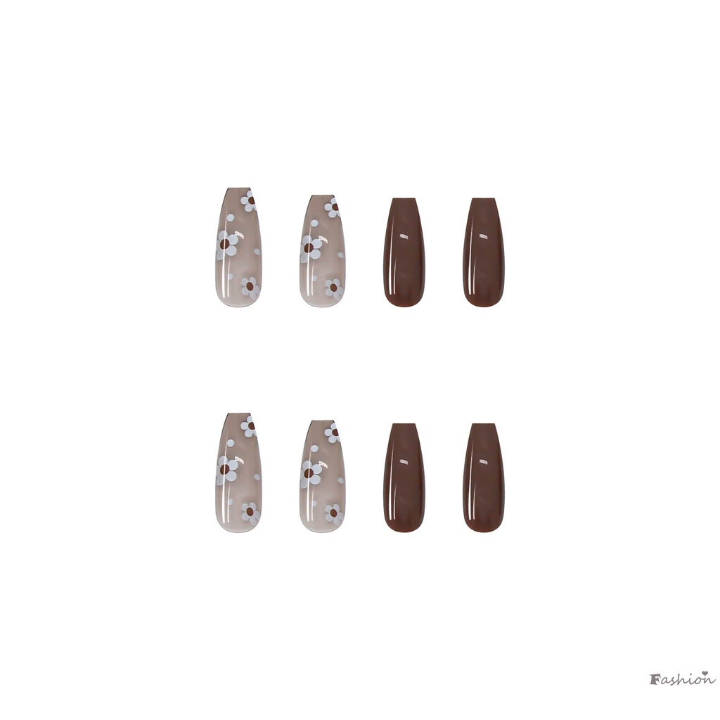 Bộ 24 Móng Tay Giả Dạng Nhấn Bằng Gel Thạch Đính Hoa Ngọt Ngào Dễ Thương Cho Nữ