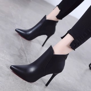 Giày bốt mũi nhọn cao gót thời trang mùa đông cho nữ 2020