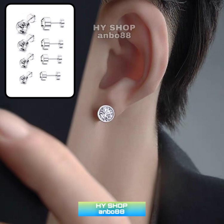 Khuyên Tai Đính Kim Tròn Lấp Lánh Không Gỉ