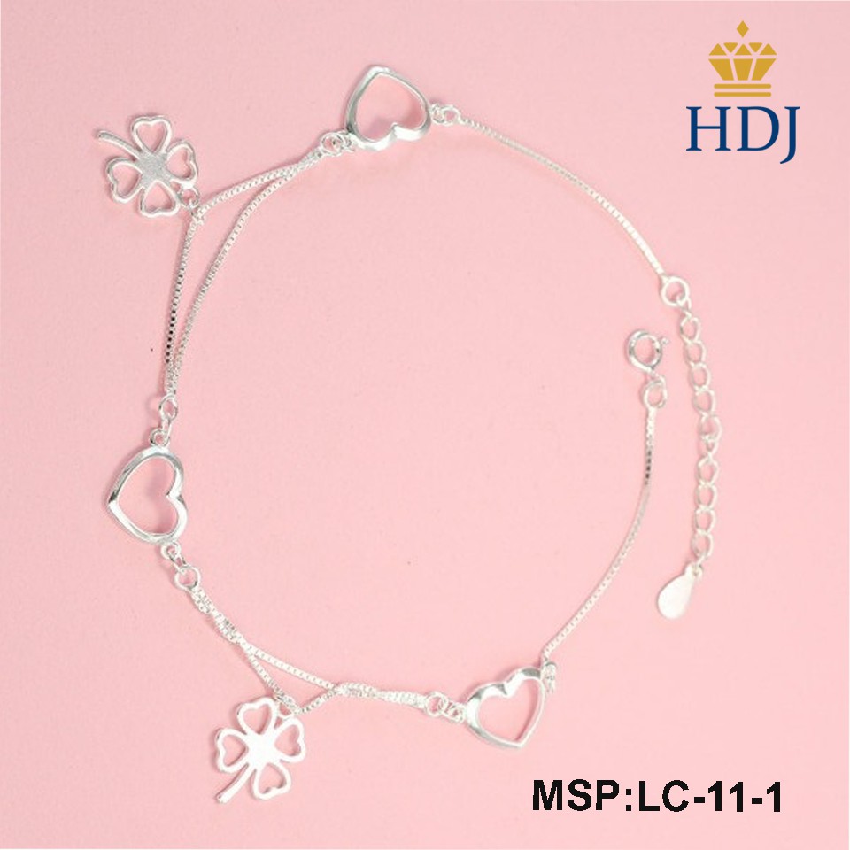 [HOT] Vòng đeo chân bạc nữ đẹp giá rẻ họa tiết cỏ bốn lá trang sức cao cấp HDJ mã LC-11-1 | BigBuy360 - bigbuy360.vn