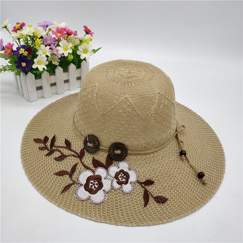 MŨ VÀNH RỘNG THÊU HOA CHO CHỊ EM , BAO ĐẸP